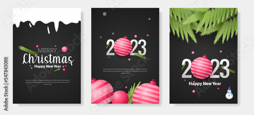 Merry christmas time greeting cards poster banner background template