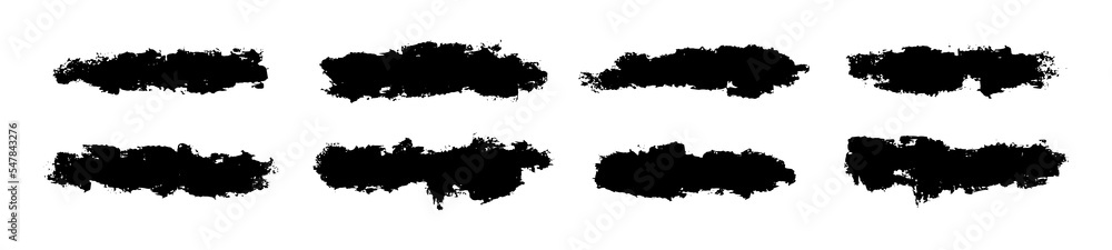 Lines ink brush collection bundle elements. Black solid vector illustration.