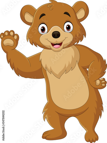 Cartoon funny bear waving hand