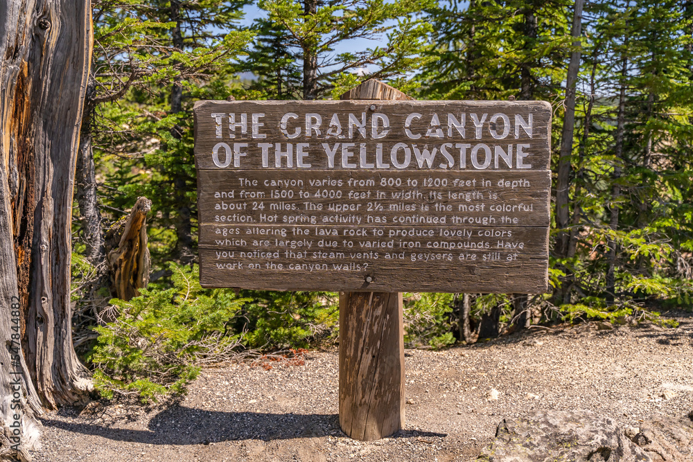 Close up of informative sign, Grand Canyon of the Yellowstone.