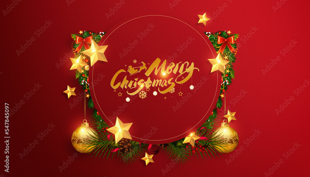 Christmas background with xmas tree and sparkle. Merry christmas card. Winter holiday theme. Happy New Year. Space for text.