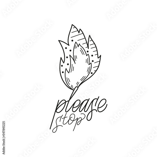 Doodle icon burnout problem concept lettering please stop.