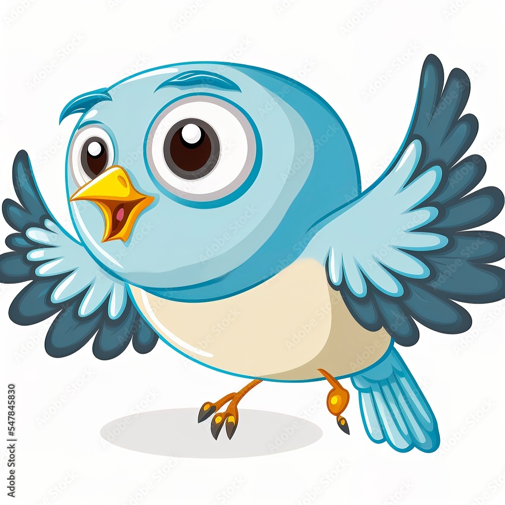 Cartoon Cute Bird Drawing Illustration isolated in white background for ...