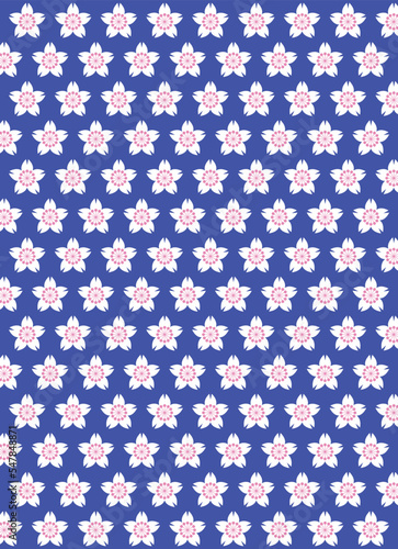 紺とピンクの桜の和柄の背景素材