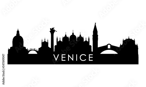 Venice skyline silhouette. Black Venice city design isolated on white background.