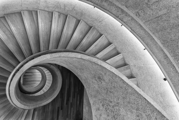 Modern spiral staircase. Contemporary architecture abstract background