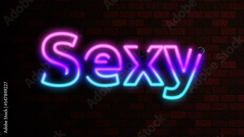 Animated Neon Words Agaist Brick Wall Theme - Sexy