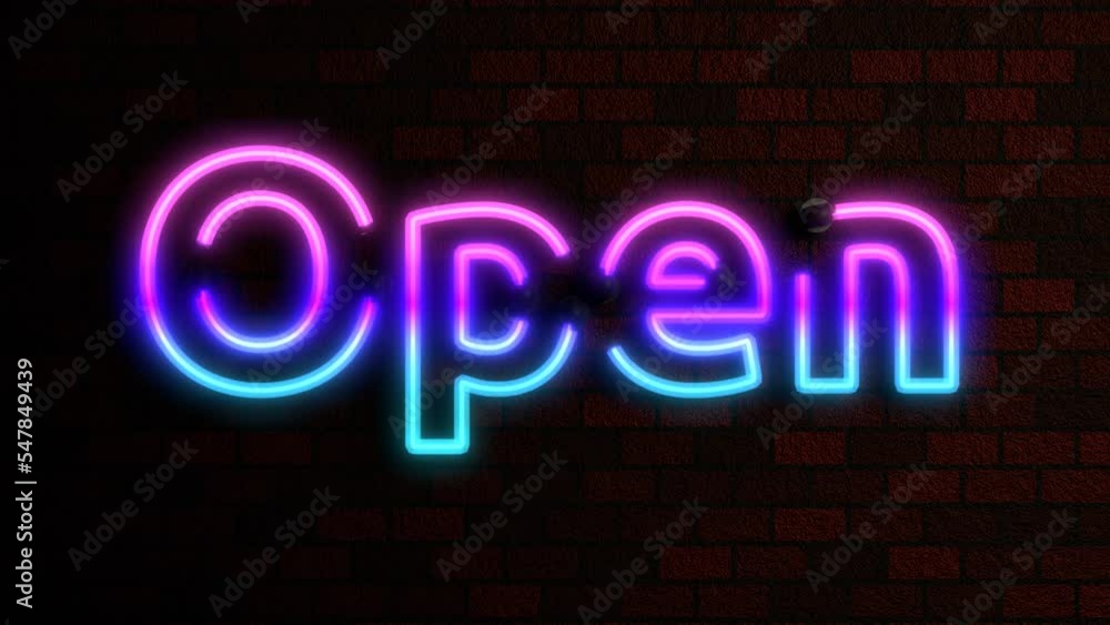 Animated Neon Words Agaist Brick Wall Theme - Open Animated Neon Words Agaist Brick Wall Theme - Open