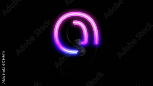 Animated Neon Lights with Reflection Themed Font  Number 9