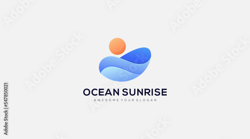Ocean Sunrise vector Logo Design Template