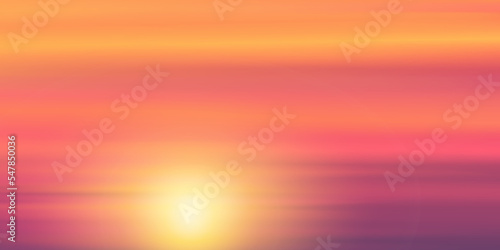 Sunset sky with cloud in Orange,Yellow,Pink,Purple color, Dramatic twilight landscape with Sunrise in Morning,Vector horizon beautiful nanture Idyllic dusk sky in Autumn,Winter evening