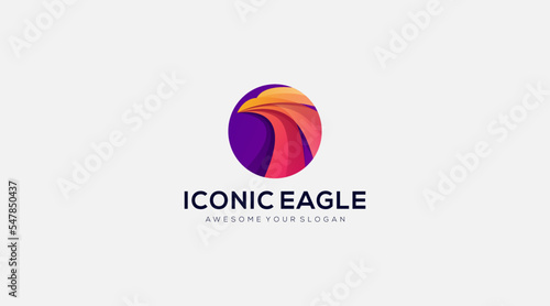 Iconic eagle logo design icon vector template