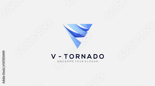 V Letter logo design or symbol tornado template vector