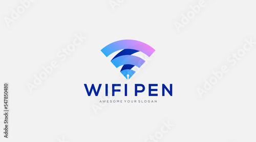 Wifi pen logo design vector illustration