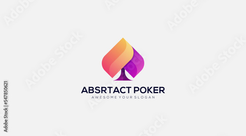 Free Download Abstract Gradient poker logo design vector template icon - GFXLoad