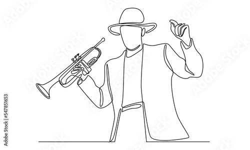 continuous line of saxophone player