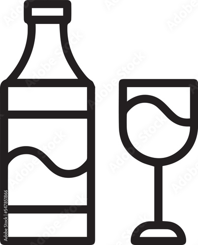 Wine bootle and a glass icon vector on white background