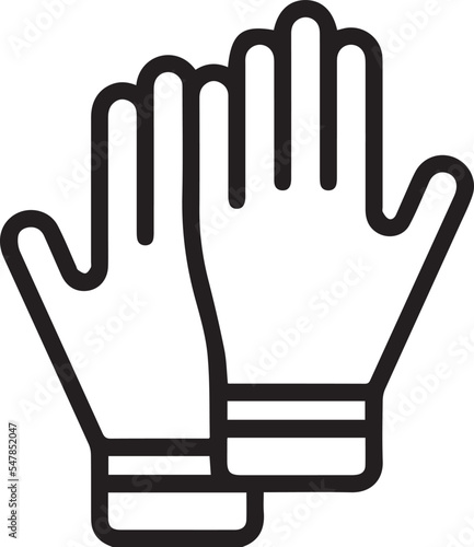 Surgical or medical latex gloves. Pair of rubber gloves line, outline icon. Protection from coronavirus, covid 19 simple sign. Vector illustration