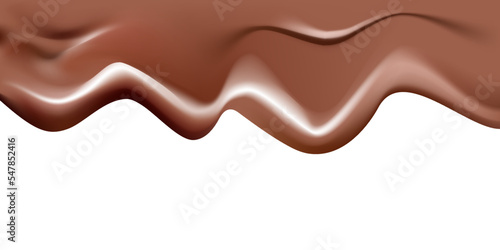 Dripping Melted Chocolates Isoalted. Realistic 3d Illustration of Liquid Chocolate Cream or Syrup.