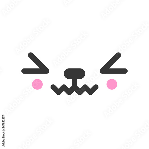Painful kawaii cute emotion face, emoticon vector icon