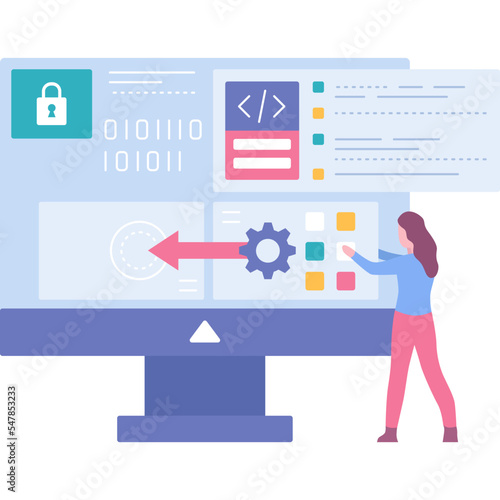 Software testing icon vector programmer at work