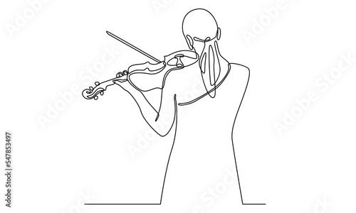 continuous line of woman playing violin