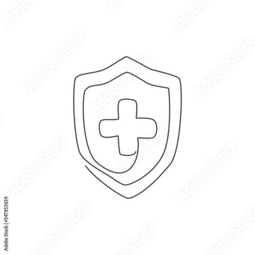 Shield Health One line drawing on white background