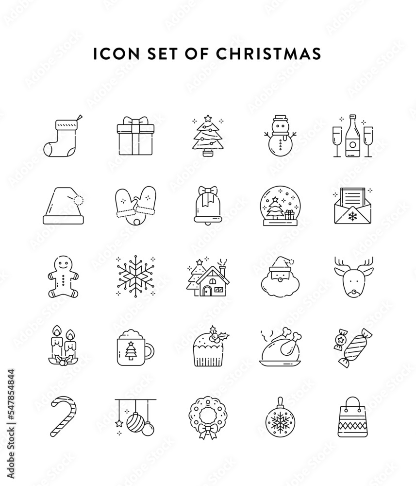 Line icons. Set of icons of Christmas