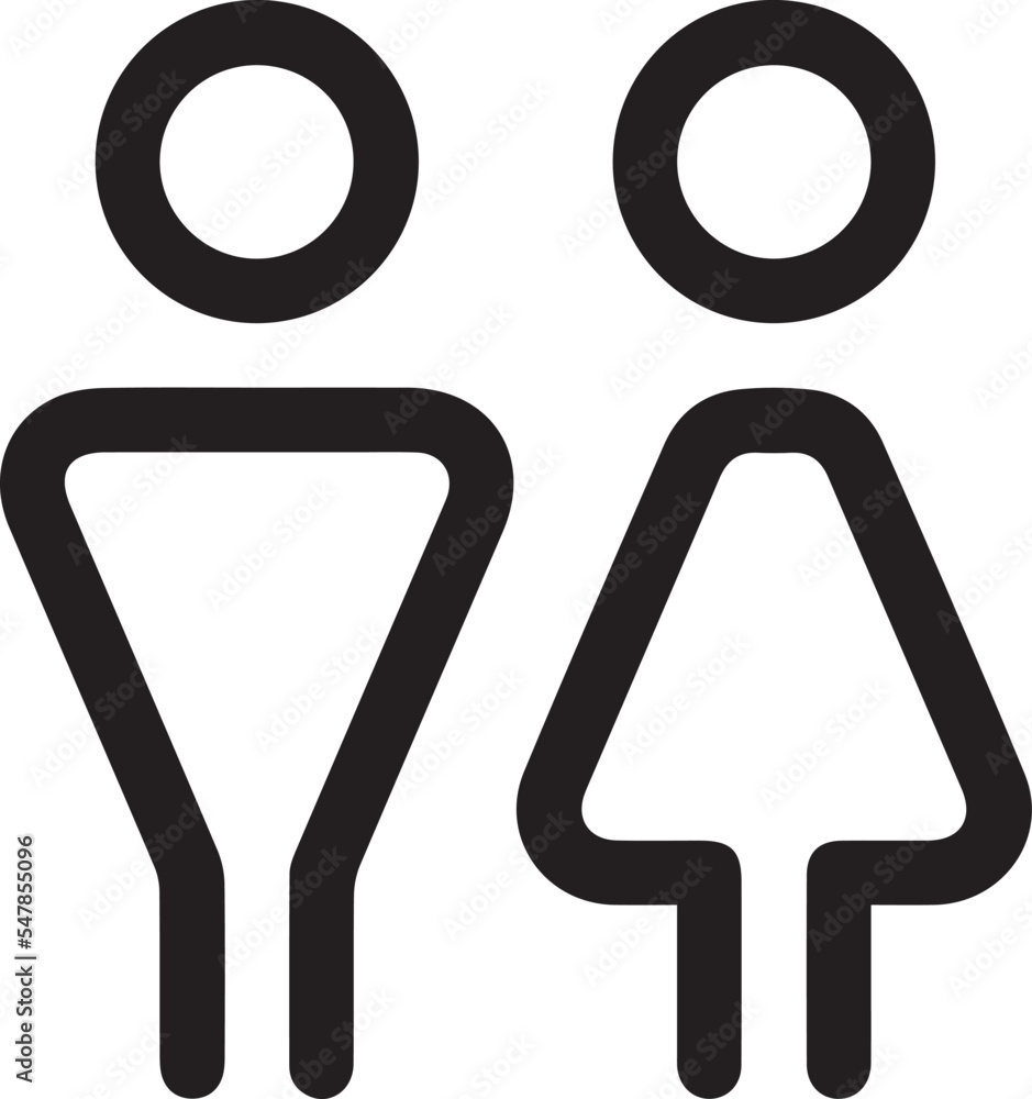 Lady and gentleman toilet signs, man woman symbols isolated thin line ...