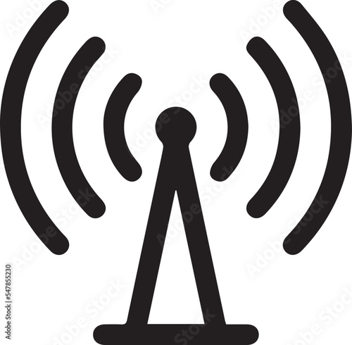 Radio tower icon. Linear style. Transmitter Icon. Cell phone tower vector icon. Wireless cellular, cell signal or radio network antenna line art icon