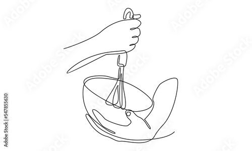 Continuous line of hands using manual hand mixer