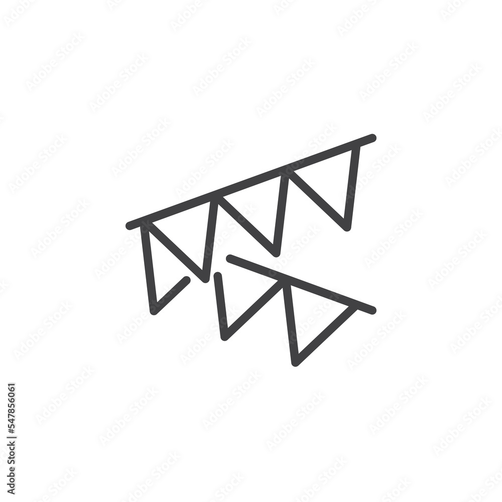 Triangle flags line icon Triangle flags line icon