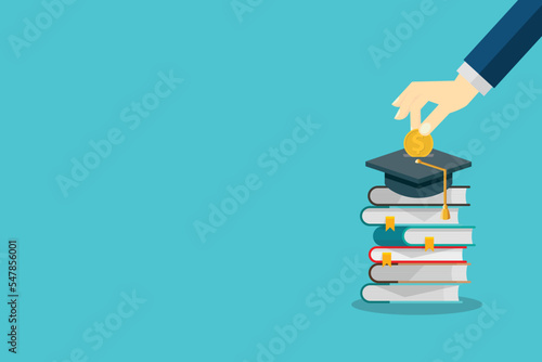Investment in learning, education, knowledge. Student loan and scholarship.