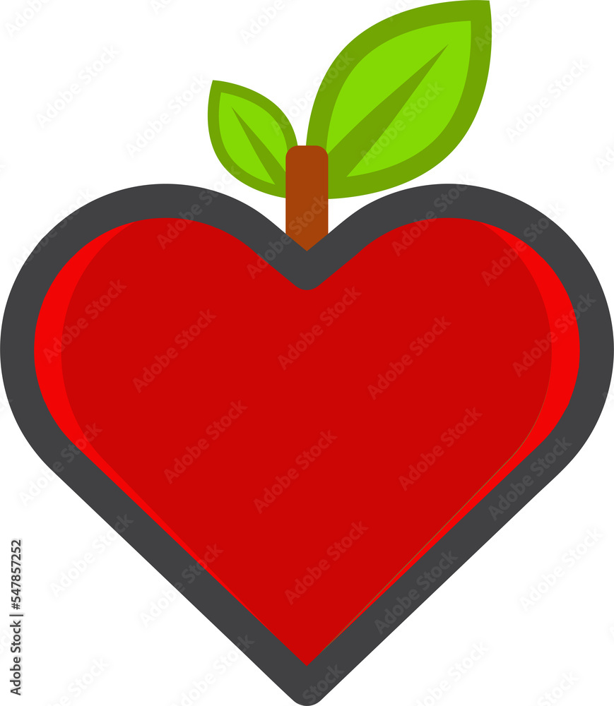 Fototapeta premium red heart with leaf icon