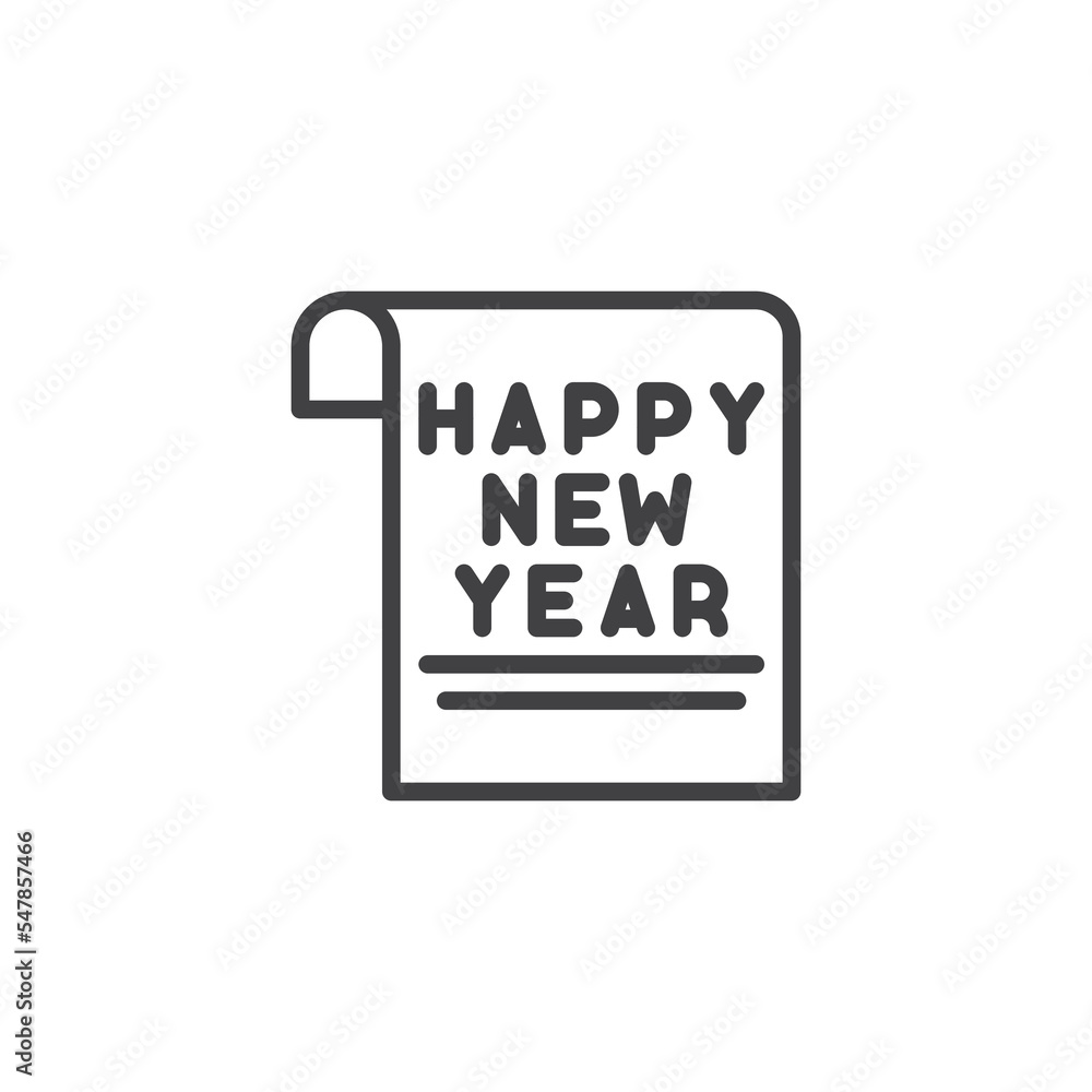Happy new year lettering line icon Happy new year lettering line icon
