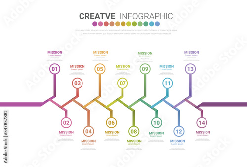 Infographic design template with numbers 14 option for Presentation business.