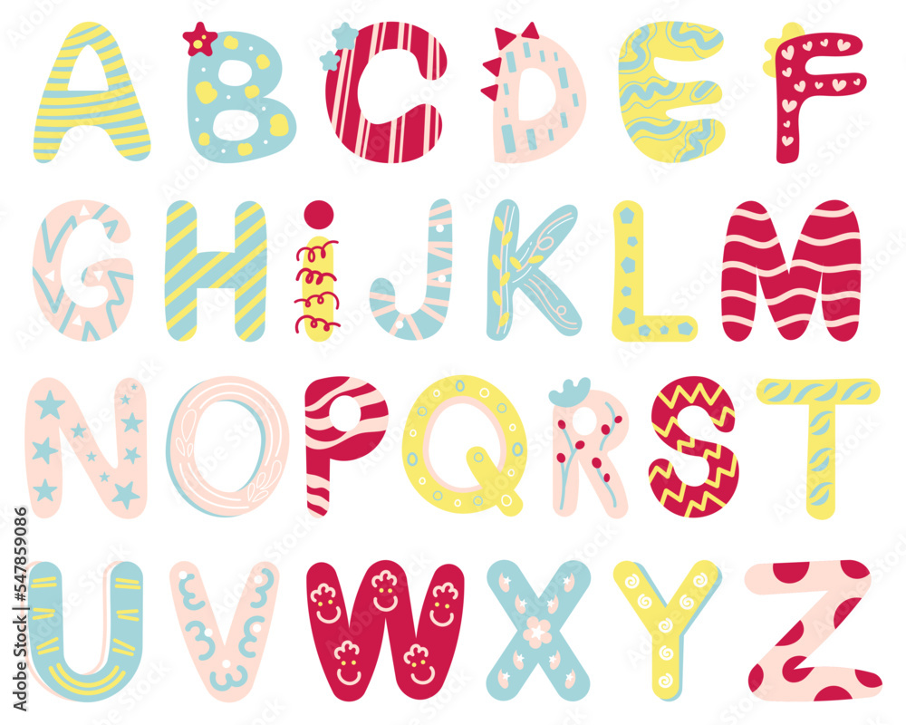 Fun learning alphabet illustration set Fun learning alphabet illustration set