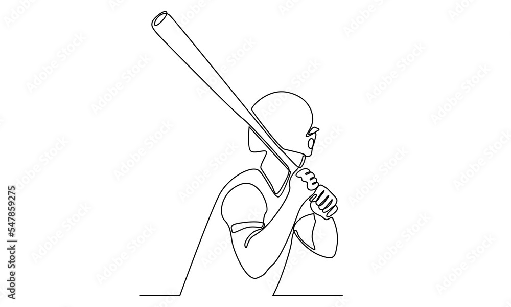 Continuous line of baseball player