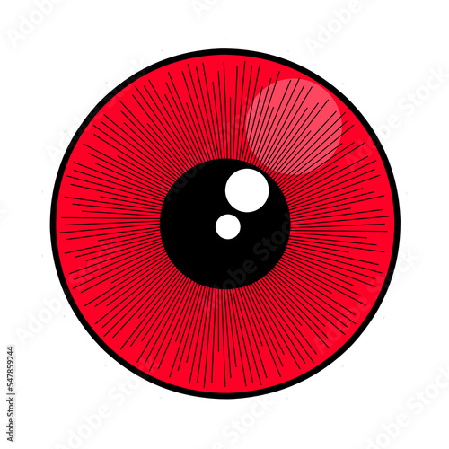 Red eyeball logo icon on white background. Optical sight design concept. Vector illustration