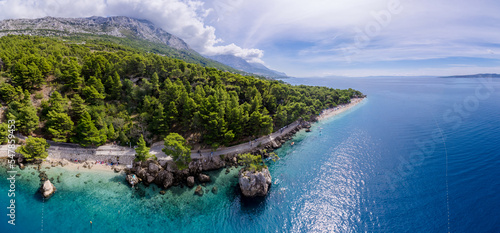 Famous Punta Rata beach with azure sea in Brela, Dalmatia, Croatia