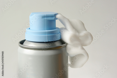 Aerosol can with shaving foam. Close-up.