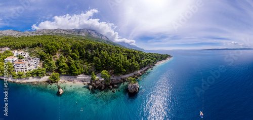 Famous Punta Rata beach with azure sea in Brela  Dalmatia  Croatia
