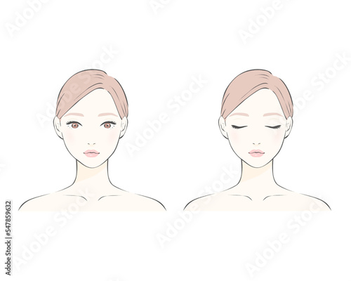 女性の顔　美容　イラスト　