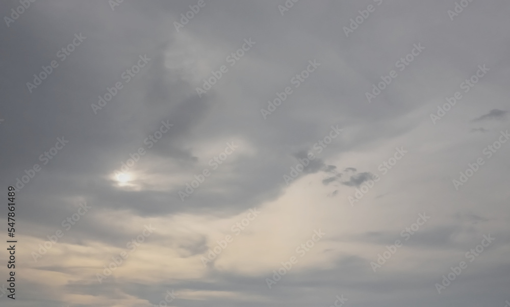 Cloudy sky with sun behind, Nature background
