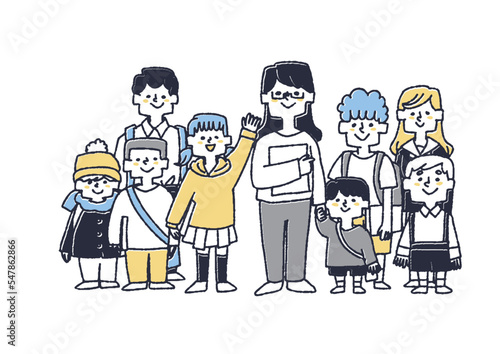 教育を平等に受けることのできる様々な年齢の子供たち
