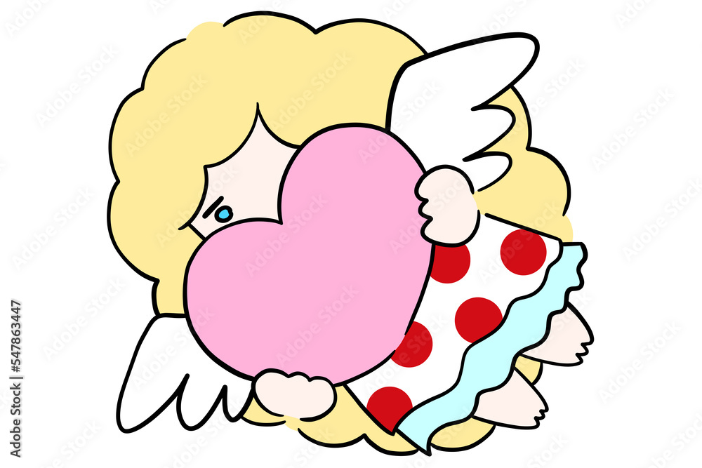 恋のキューピッドが飛んでいる　イラスト　女の子　ハート