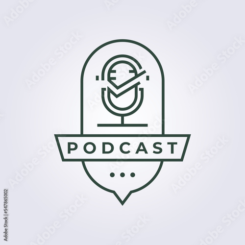 line art talk chit chat podcast logo vector illustration design