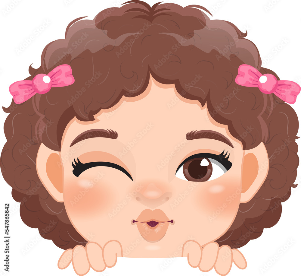 Cute Peekaboo Little Girl or Kid Peeking Girl Cartoon Character Cute Peekaboo Little Girl or Kid Peeking Girl Cartoon Character