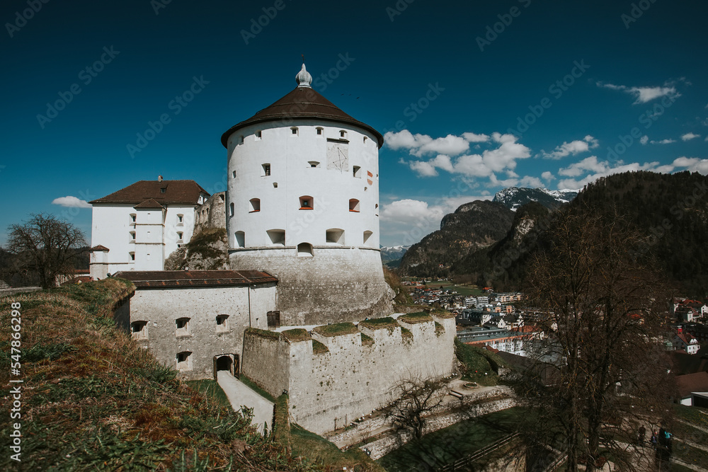 Kufstein fortress in Austria with Alps