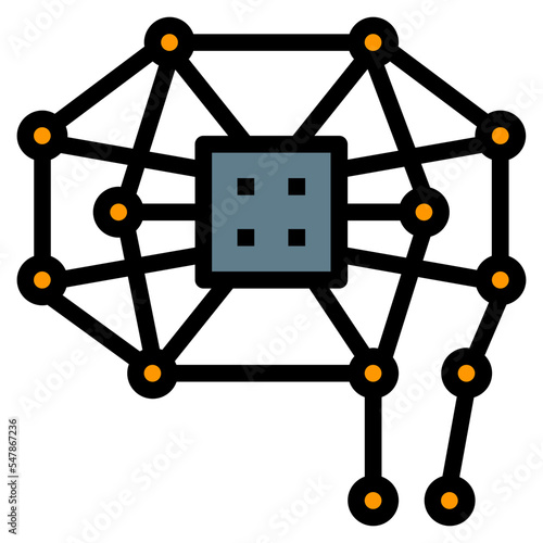 chip brain filled outline icon